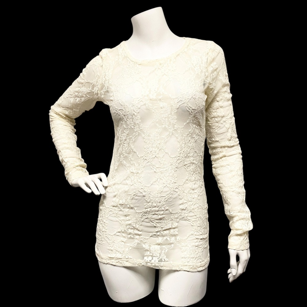 Vintage Y2K BKE Fairy Large Floral Lace Sheer Long Sleeves Fitted Cottagecore